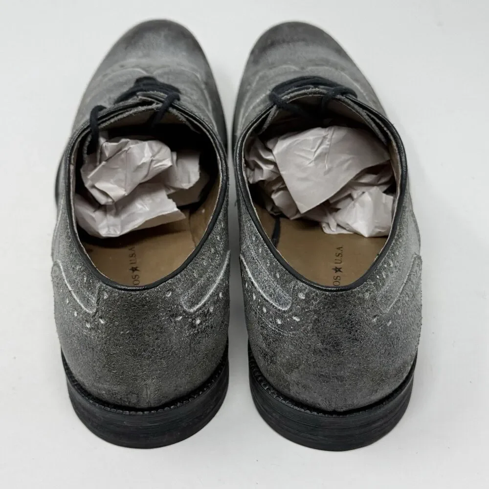 John Varvatos Sid Oxford Dress Shoes Mens 12 M Gray Leather Wingtip Brogue